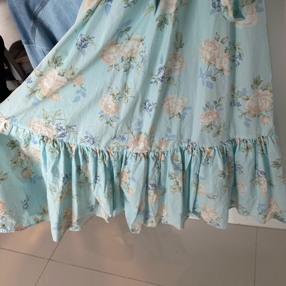 LoveShackFancy Blue Floral Maxi Dress